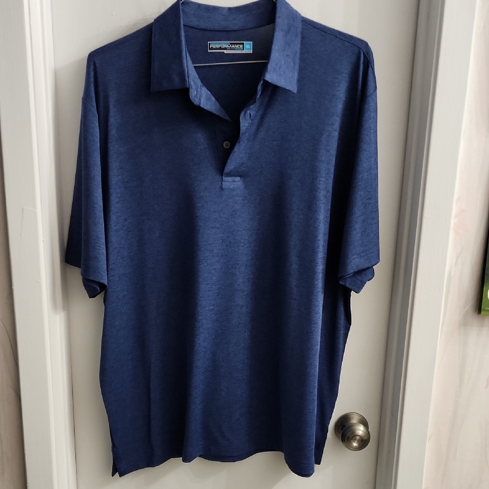 Roundtree & Yorke Blue Polo Shirt Performance Fabric